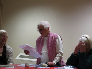 Doris Hinckley entertaining us with a poem at the Christmas members' meeting