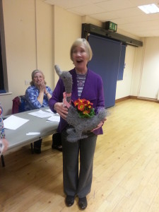 Sally Kingman with the duck bouquet