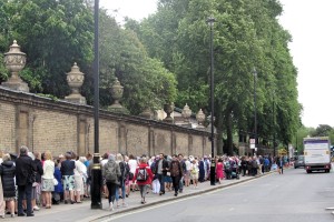 W.I. members queueing outside Buckingham Palace